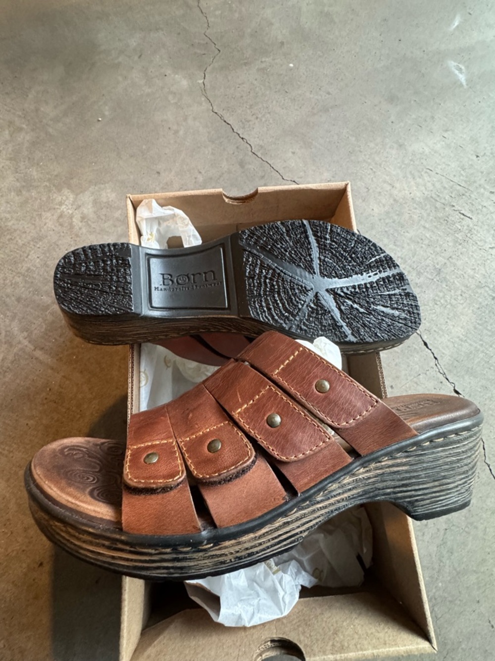 Born Brown Slide Sandals